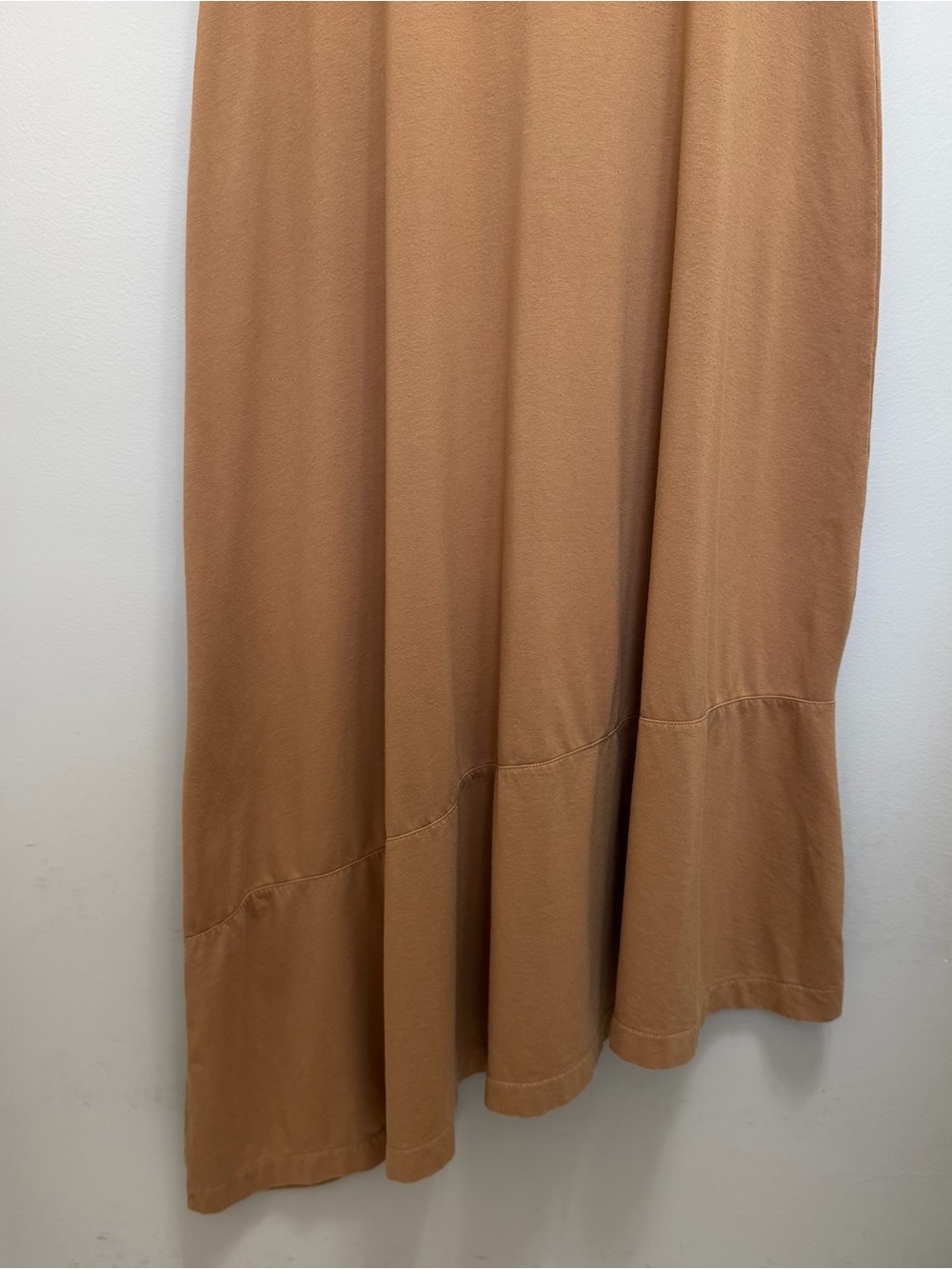 Cuyana Asymmetrical Overlay Dress Tie Back Organic Pima Cotton Camel Tan Size M - Picture 5 of 12